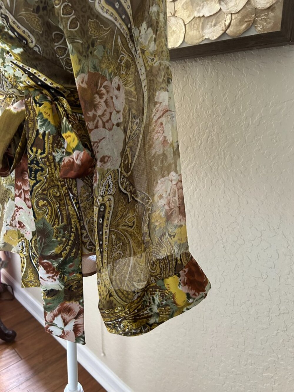 Vintage Ice Silk Floral Wrap Blouse - Picture 4 of 8
